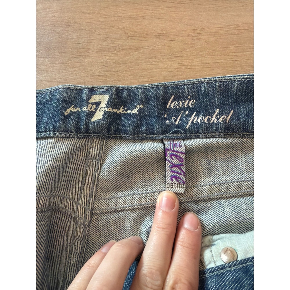 7 For All Mankind Lexie A Pocket Petite Distressed Flare Jeans Blue Size 30 - Picture 2 of 8